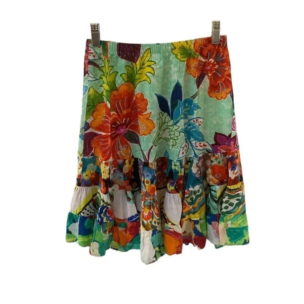 Jams World Floral  Flounce Tiered Skirt S